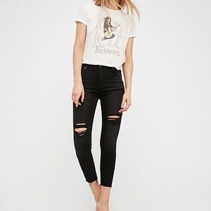 Free People Shark Bite Skinny Jeans Black 26